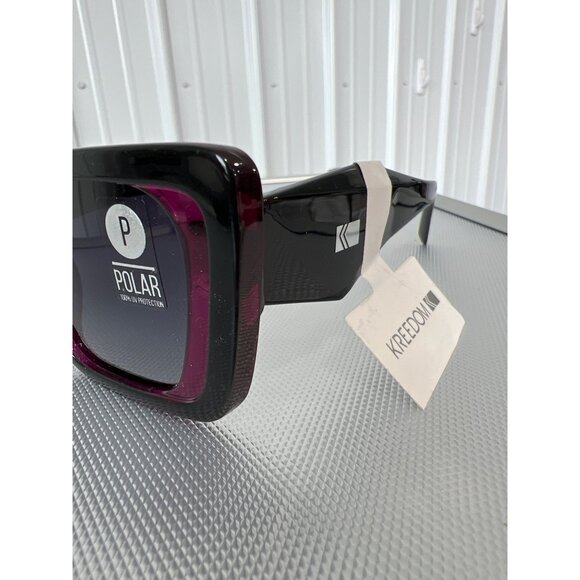 Kreedom Polarized Sunglasses UV Protection Black Purple Frame Modern Eyewear NEW - Picture 6 of 6